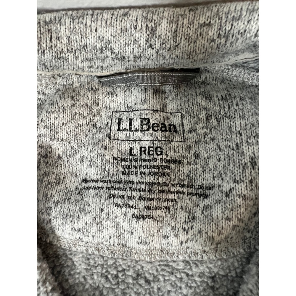 LL Bean Sweater Fleece Full Zip Jacket Gray Heather Womens Large - Picture 2 of 8